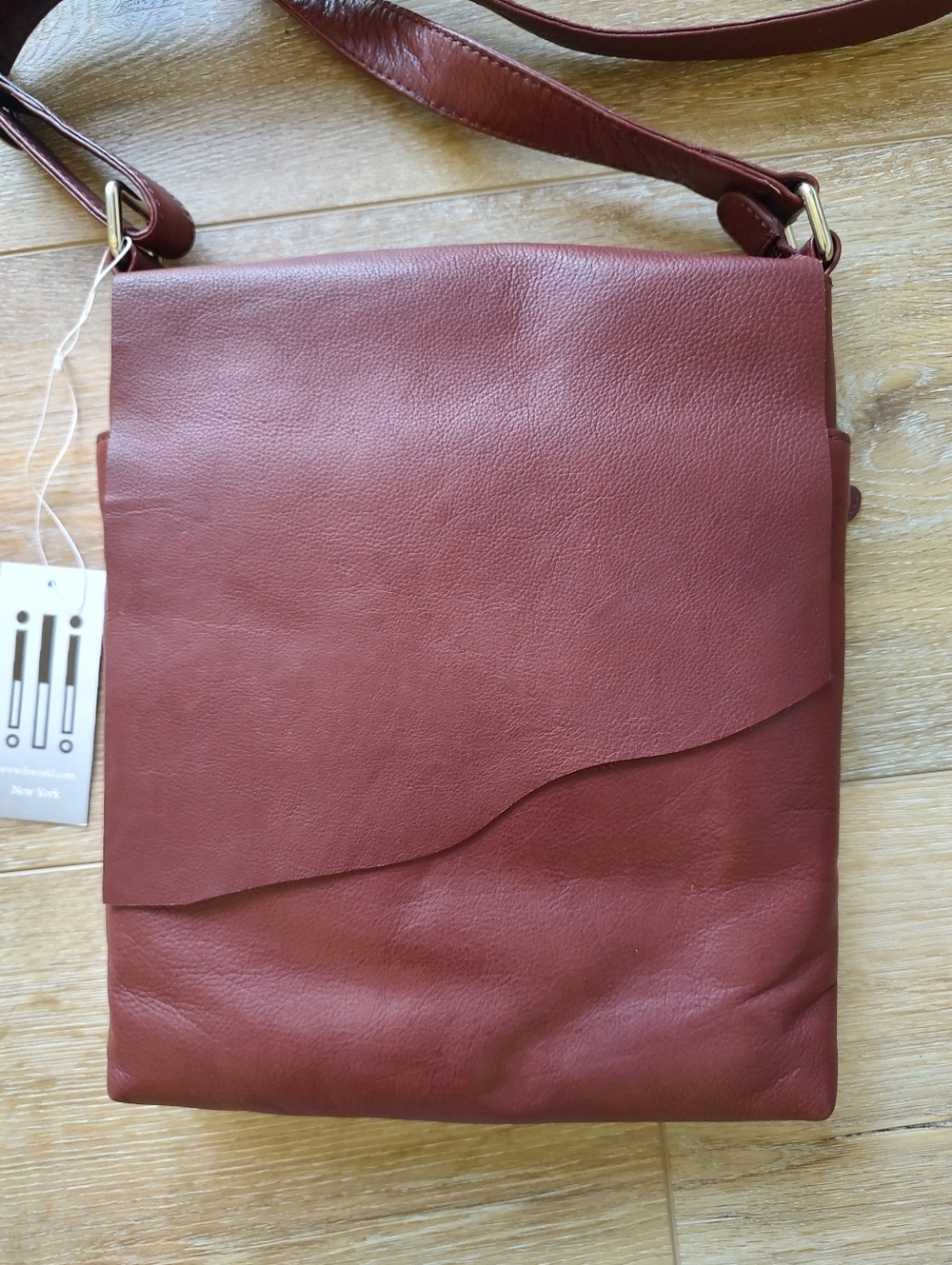 NEW ILI NEW YORK Calfskin Canada Crossbody Bag in Redwood NWT - Picture 2 of 16